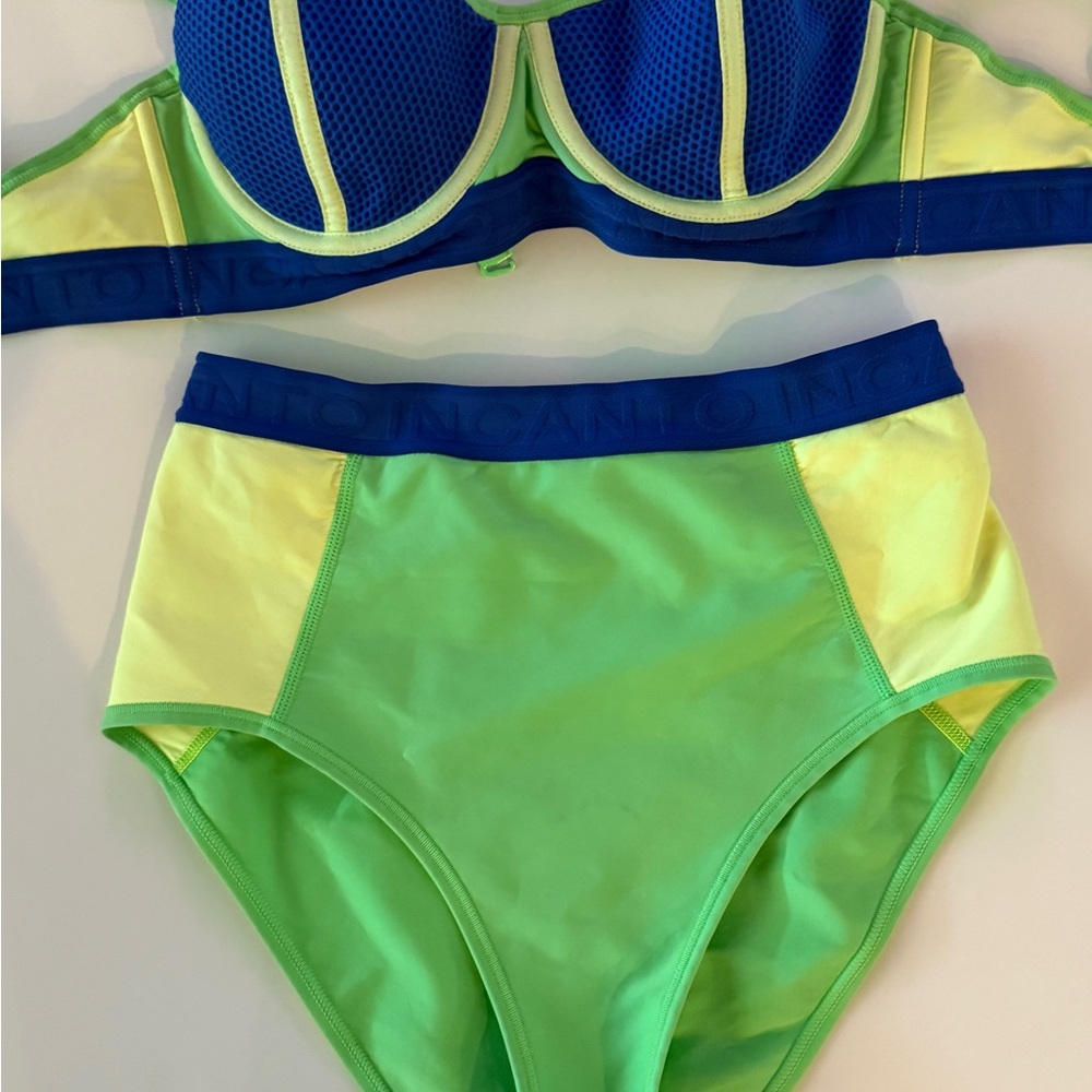 Blue and Green Athletic Bikini for Active Swim